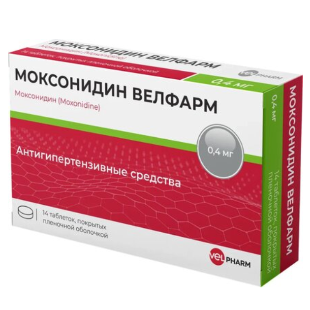 МОКСОНИДИН ВЕЛФАРМ ТАБ. П/О ПЛЕН. 0,4МГ №14
