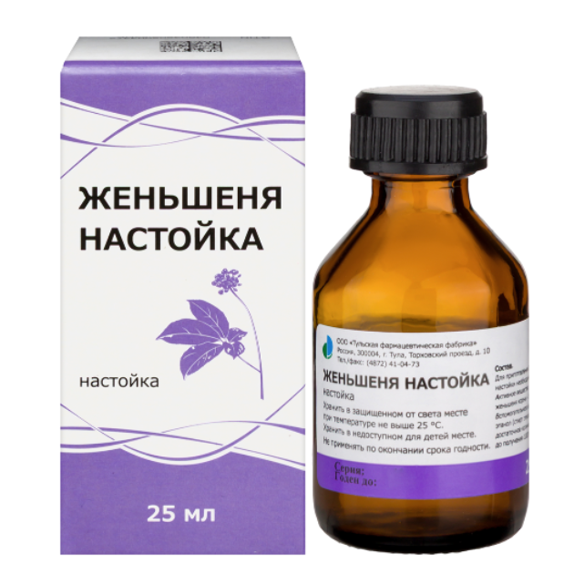 ЖЕНЬШЕНЯ НАСТОЙКА 25МЛ ФЛАК Н-КА ИНД/УП /ТУЛЬСКАЯ ФФ