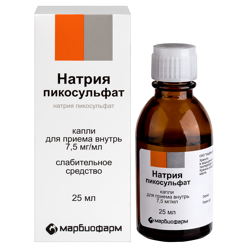 Натрия пикосульфат капли для вн. применения 7,5мг/мл фл/кап. 25мл