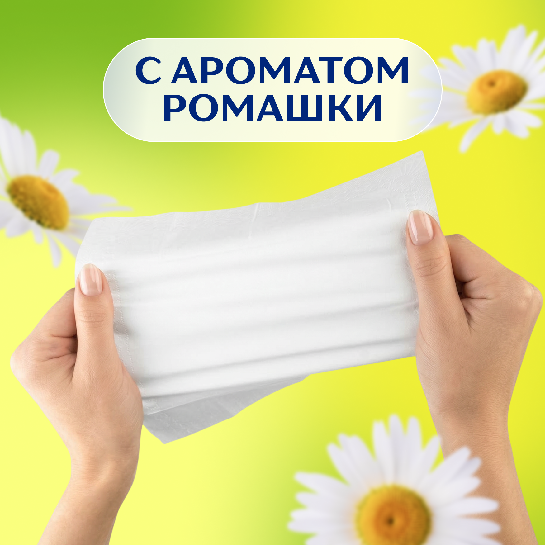 Zemma Deluxe платочки бумажные носовые с ромашкой №10Х10