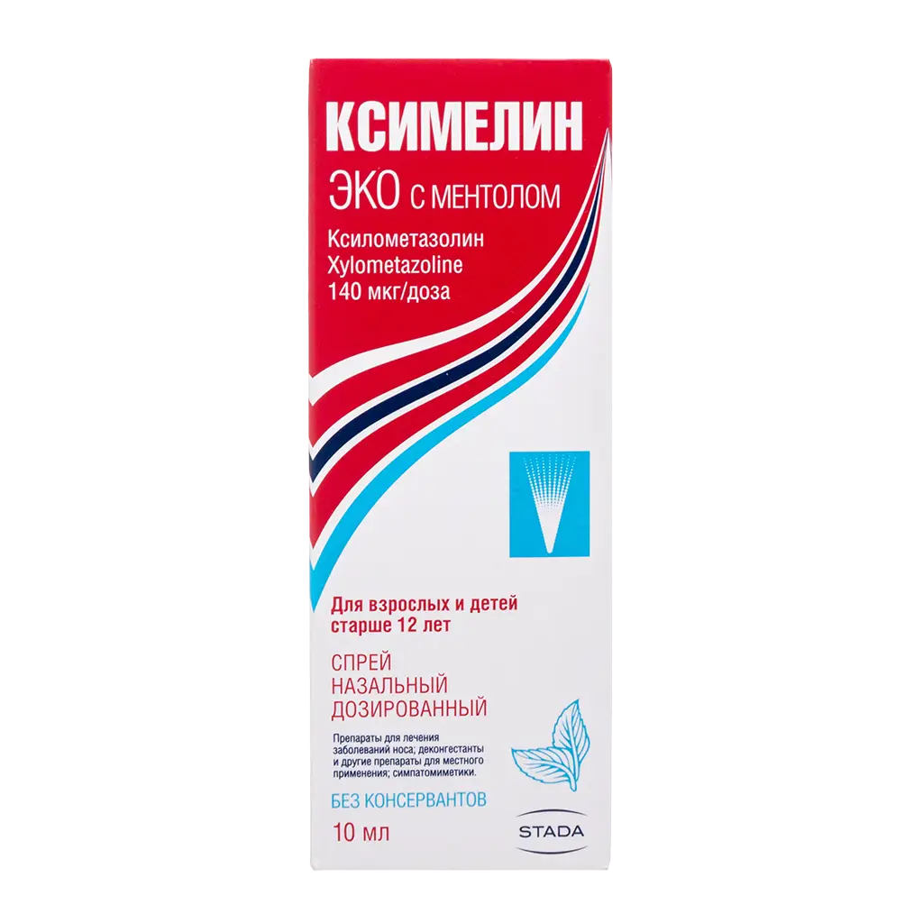 КСИМЕЛИН ЭКО С МЕНТОЛОМ 140МКГ/ДОЗА 10МЛ СПРЕЙ НАЗАЛ ДОЗ