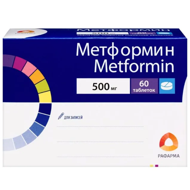 МЕТФОРМИН ТАБ. П/О ПЛЕН. 500МГ №60
