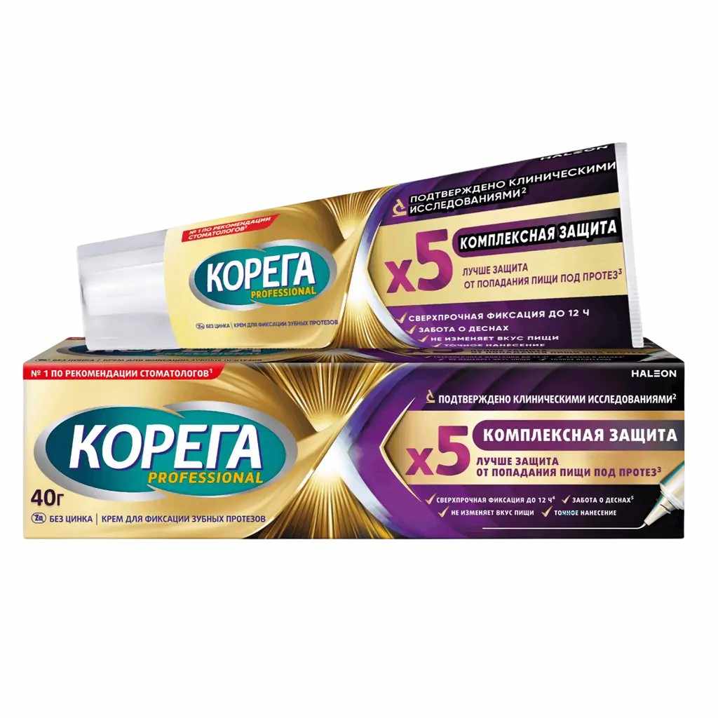КОРЕГА PROFESSIONAL КРЕМ ДЛЯ ФИКСАЦИИ ЗУБНЫХ ПРОТЕЗОВ КОМПЛЕКСНАЯ ЗАЩИТА 40,0