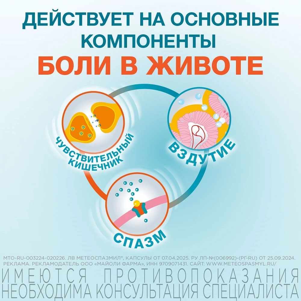 Метеоспазмил капсулы 60мг+300мг №10