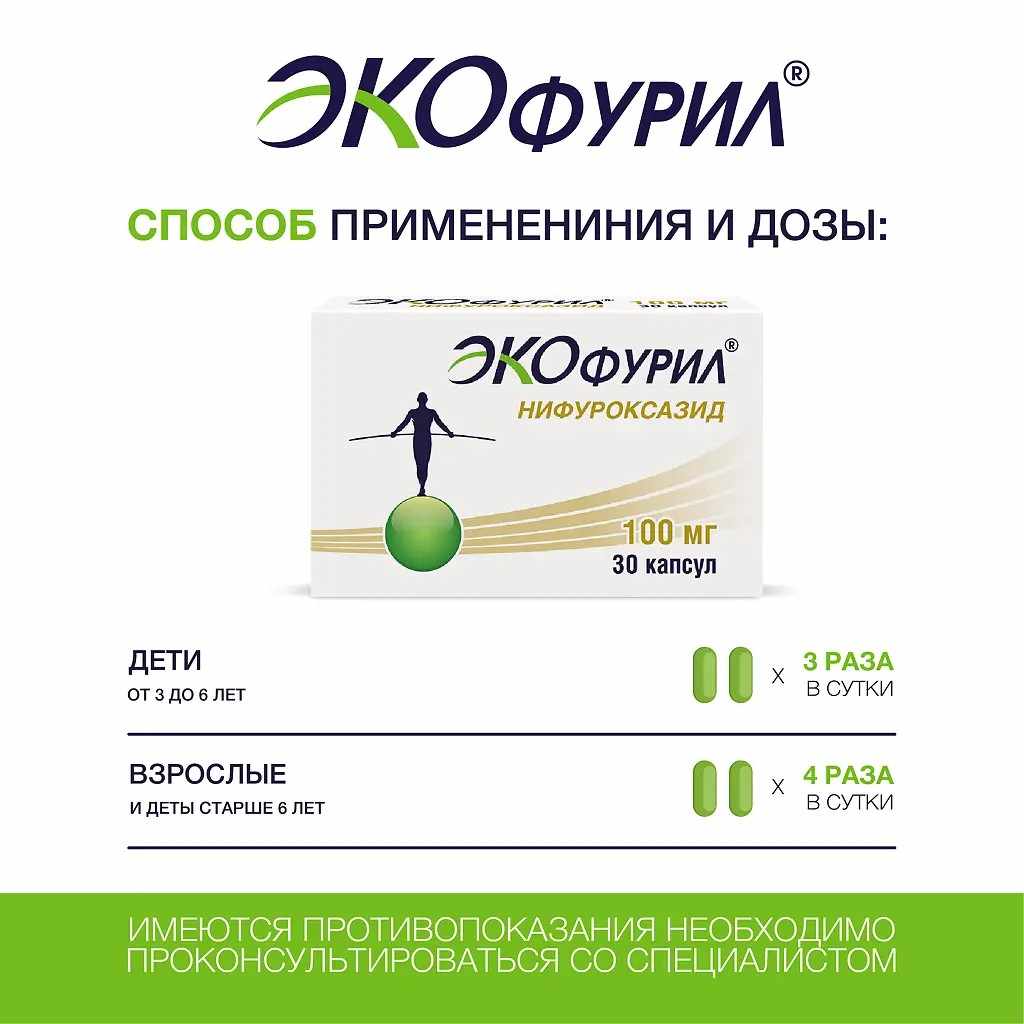 Экофурил капсулы 100мг №30 