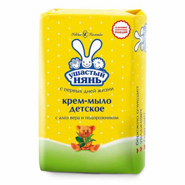 Ушастый нянь крем-мыло детское с алоэ вера и подорожником 90,0