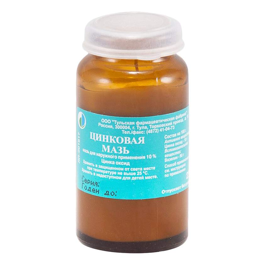Цинковая мазь д/нар. прим. 10% 25г банки т/с(отпуск 10шт)