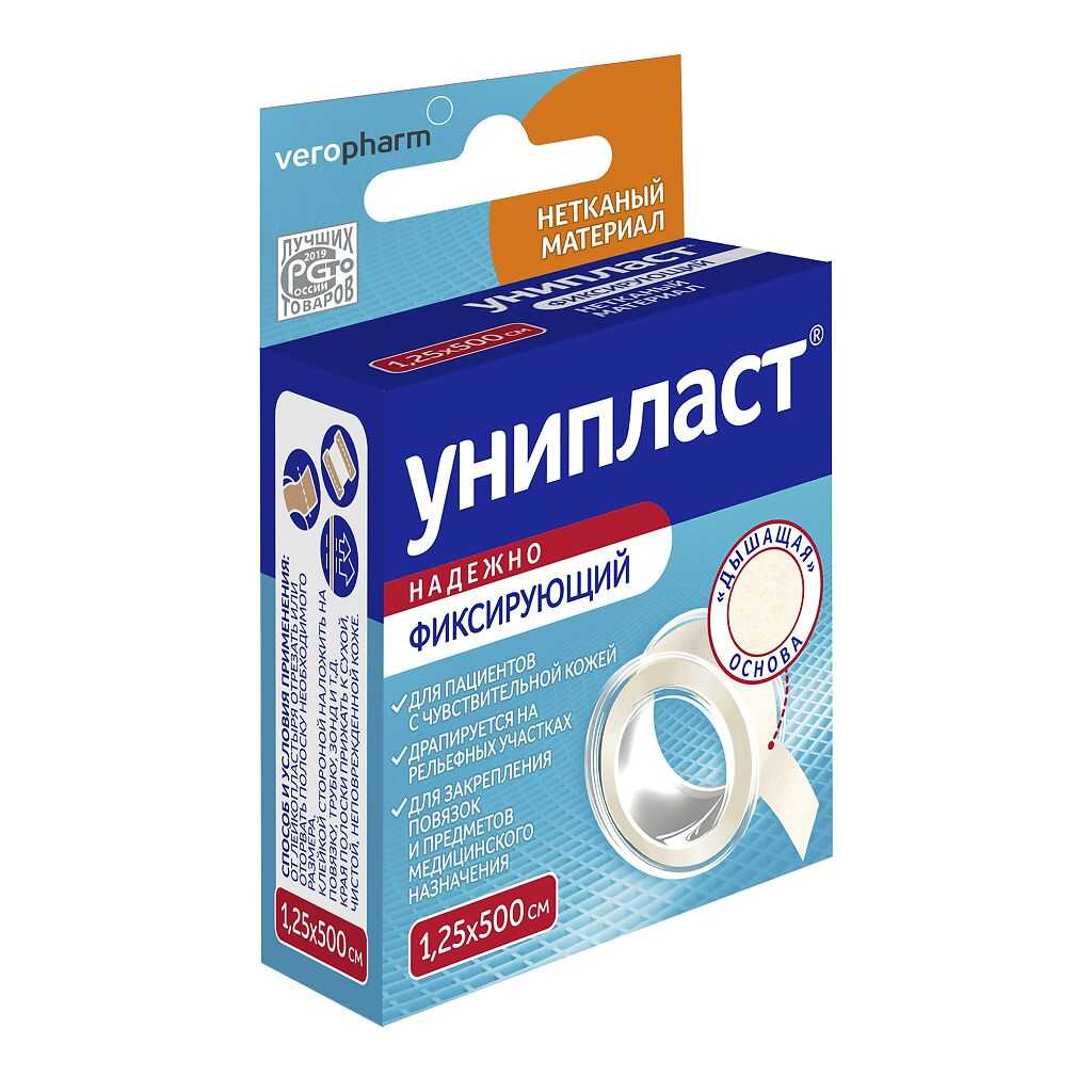 Лейкопластырь унипласт фиксирующ. нетканый 1,25х500см